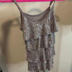 Sequin Layered Gray Top